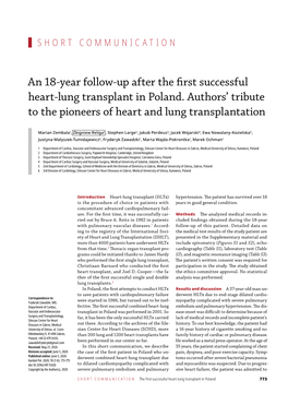 Lung Transplant in Poland. Authors' Tribute to the Pioneers O