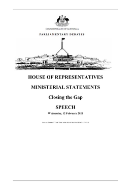 House of Representatives Ministerial Statements