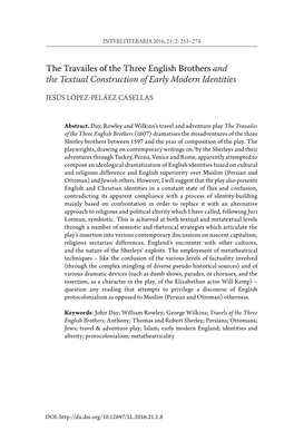 The Travailes of the Three English Brothers and the Textual Construction of Early Modern Identities