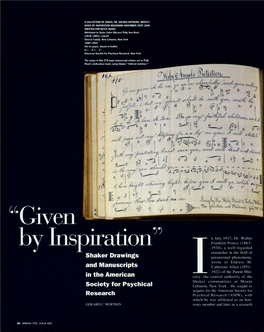 "'Given by Inspiration': Shaker Drawings and Manuscripts in The
