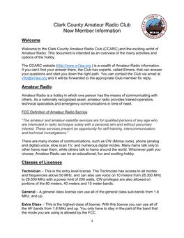 Clark County Amateur Radio Club New Member Information