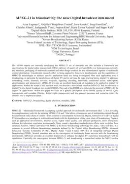 MPEG-21 in Broadcasting: the Novel Digital Broadcast Item Model