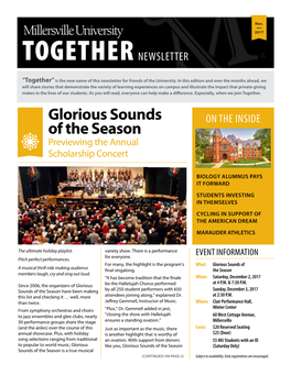 Glorious Sounds of the Season (Saturday Only) Sounds of the Season Is a True Musical (CONTINUED on PAGE 2) Subject to Availability
