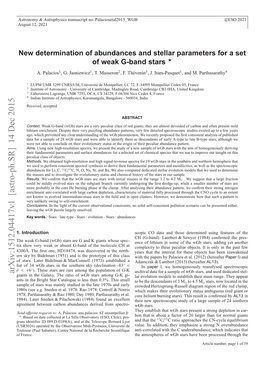 New Determination of Abundances and Stellar Parameters for a Set Of
