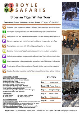 Siberian Tiger Winter Tour