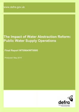 The Impact of Water Abstraction Reform: Public Water Supply Operations