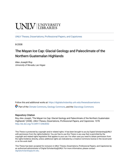 Glacial Geology and Paleoclimate of the Northern Guatemalan Highlands