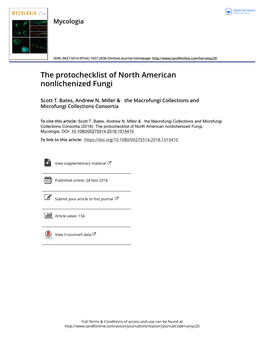 The Protochecklist of North American Nonlichenized Fungi