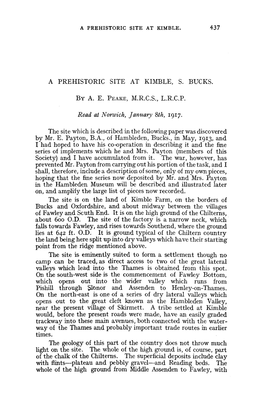 A Prehistoric Site at Kimble, S. Bucks. by A. E. Peake