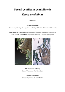 Sexual Conflict in Penduline Tit Remiz Pendulinus