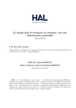 Le Design Dans Le Transport En Commun, Vers Une Climatisation Soutenable Hyunju Park