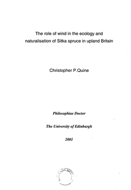 The Role of Wind in the Ecology and Naturalisation of Sitka Spruce in Upland Britain