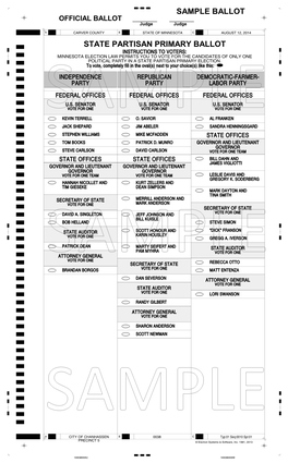 State Partisan Primary Ballot Sample Ballot