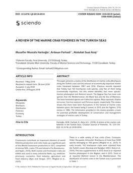 A Review of the Marine Crab Fisheries in the Turkish Seas