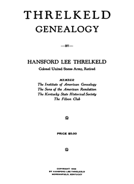 Threlkeld Genealogy