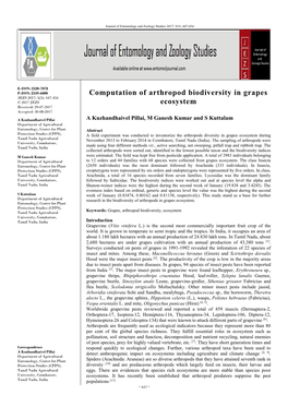 Computation of Arthropod Biodiversity in Grapes Ecosystem