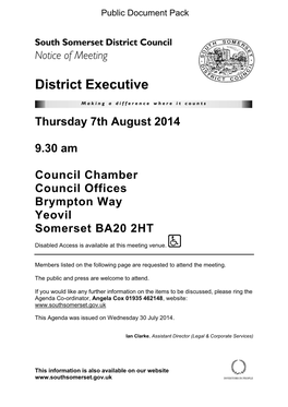 (Public Pack)Agenda Document for District Executive, 07/08/2014