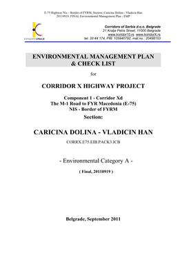 Environmental Management Plan - EMP