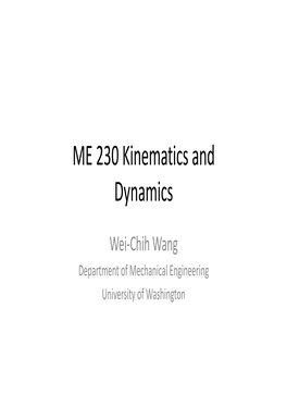 ME 230 Kinematics and Dynamics