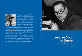 Lorenzo Natali in Europa Ric O L E R O Rdi E O Z N N I Testi U E Mon a N Ap O R Ianz T a L E I L Natali IAI V5 12-04-2010 11:00 Pagina 1