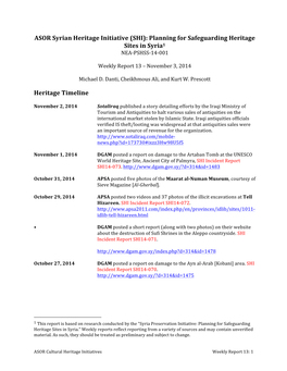 ASOR Syrian Heritage Initiative (SHI): Planning for Safeguarding Heritage Sites in Syria1 NEA-PSHSS-14-001