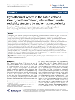 Hydrothermal System in the Tatun Volcano Group, Northern Taiwan