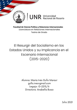 El Resurgir Del Socialismo En Los Estados Unidos Y Su Implicancia En El Escenario Internacional (2015-2020)