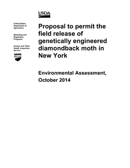 Proposal to Permit the Field Release of Genetically Engineered Diamondback Moth in New York