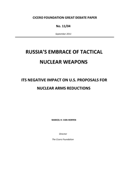 Russia's Embrace of Tactical Nuclear Weapons