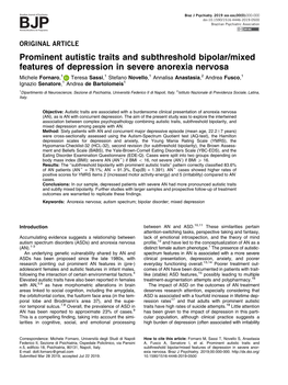 Prominent Autistic Traits and Subthreshold