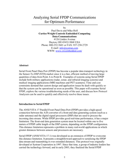 Analyzing Serial FPDP Communications for Optimum Performance