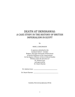 Death at Denshawai: a Case Study in the History of British Imperialism in Egypt