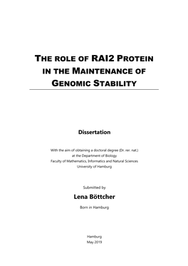 The Role of Rai2 Protein in the Maintenance of Genomic Stability