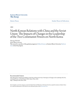 North Korean Relations with China and the Soviet Union: the Impacts