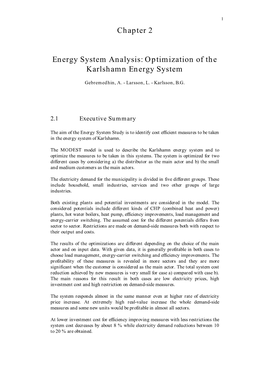 Chapter 2 Energy System Analysis: Optimization of the Karlshamn