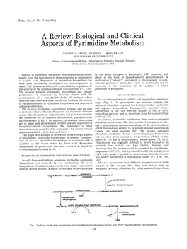 Biological and Clinical Aspects of Pyrimidine Metabolism