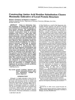 Constructing Amino Acid Residue Substitution Classes Maximally Indicative of Local Protein Structure