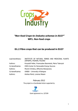 Fibre Crops That Can Be Produced in EU27
