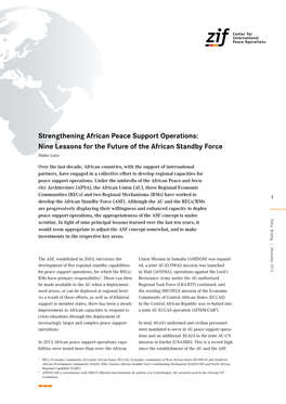 Nine Lessons for the Future of the African Standby Force Walter Lotze