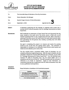 City of South Miami Office of the City Manager Inter·Office Memorandum the City of Pleasant Living