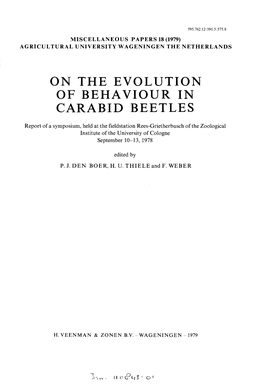 On the Evolution of Behaviour in Carabid Beetles