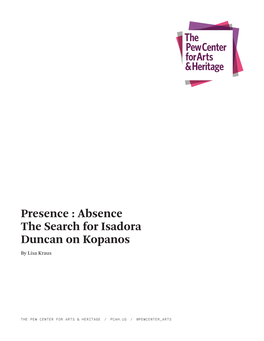 Presence : Absence the Search for Isadora Duncan on Kopanos by Lisa Kraus