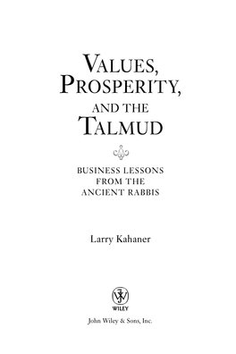 Values, Prosperity, Talmud