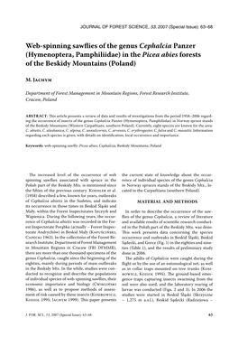 Web-Spinning Sawflies of the Genus Cephalcia Panzer