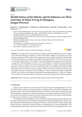Health Status of the Elderly and Its Influence on Their Activities of Daily