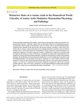 Chirality of Amino Acids Modulates Mammalian Physiology and Pathology