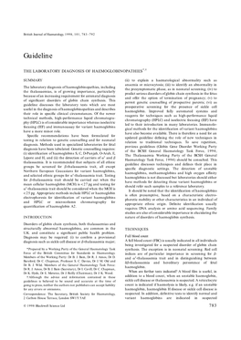 The Laboratory Diagnosis of Haemoglobinopathies*,†