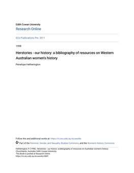 A Bibliography of Resources on Western Australian Women's History