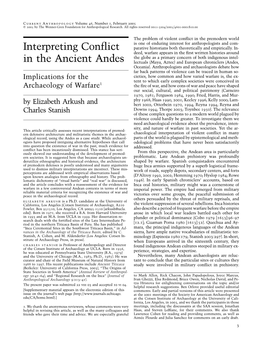 Interpreting Conflict in the Ancient Andes