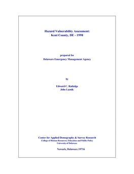 Hazard Vulnerability Assessment: Kent County, DE - 1998